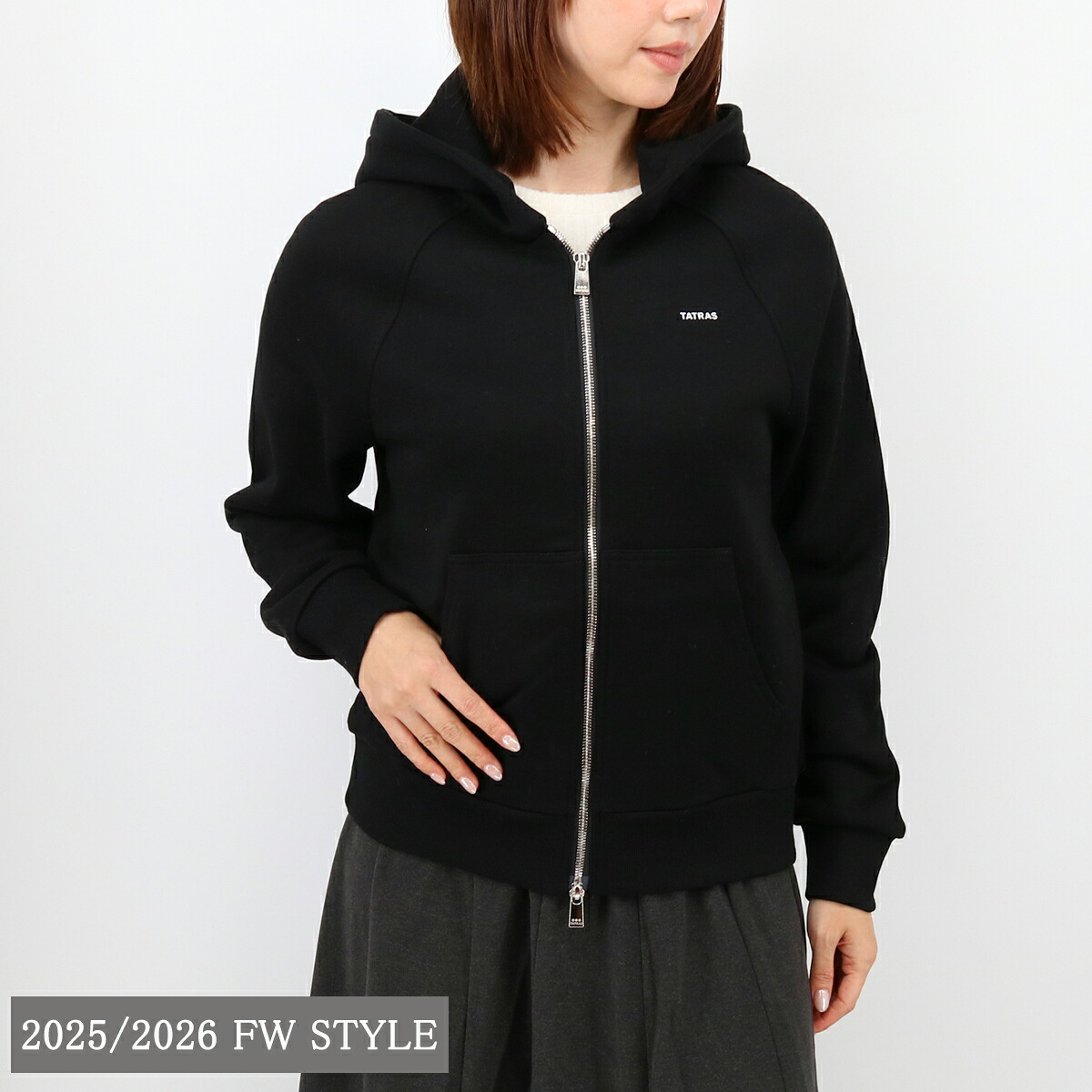 ■TATRAS タトラス LOMO ロモ レディース フーディー LJXA0050063588 ロゴ パーカー 長袖 スウェット プルオーバー BLACK ブランド