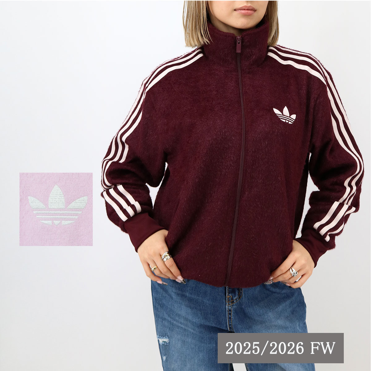 ■adidas Originals アディダス オリジナルス KS7778/KS0428 モヘヤ ファイアーバード ルーズ トラックトップ MOHAIR FB TT トレフォイルロゴ刺繍 ジャージ 長袖 ジップアップ ジム トレーニング スポーツ レディース ブランド