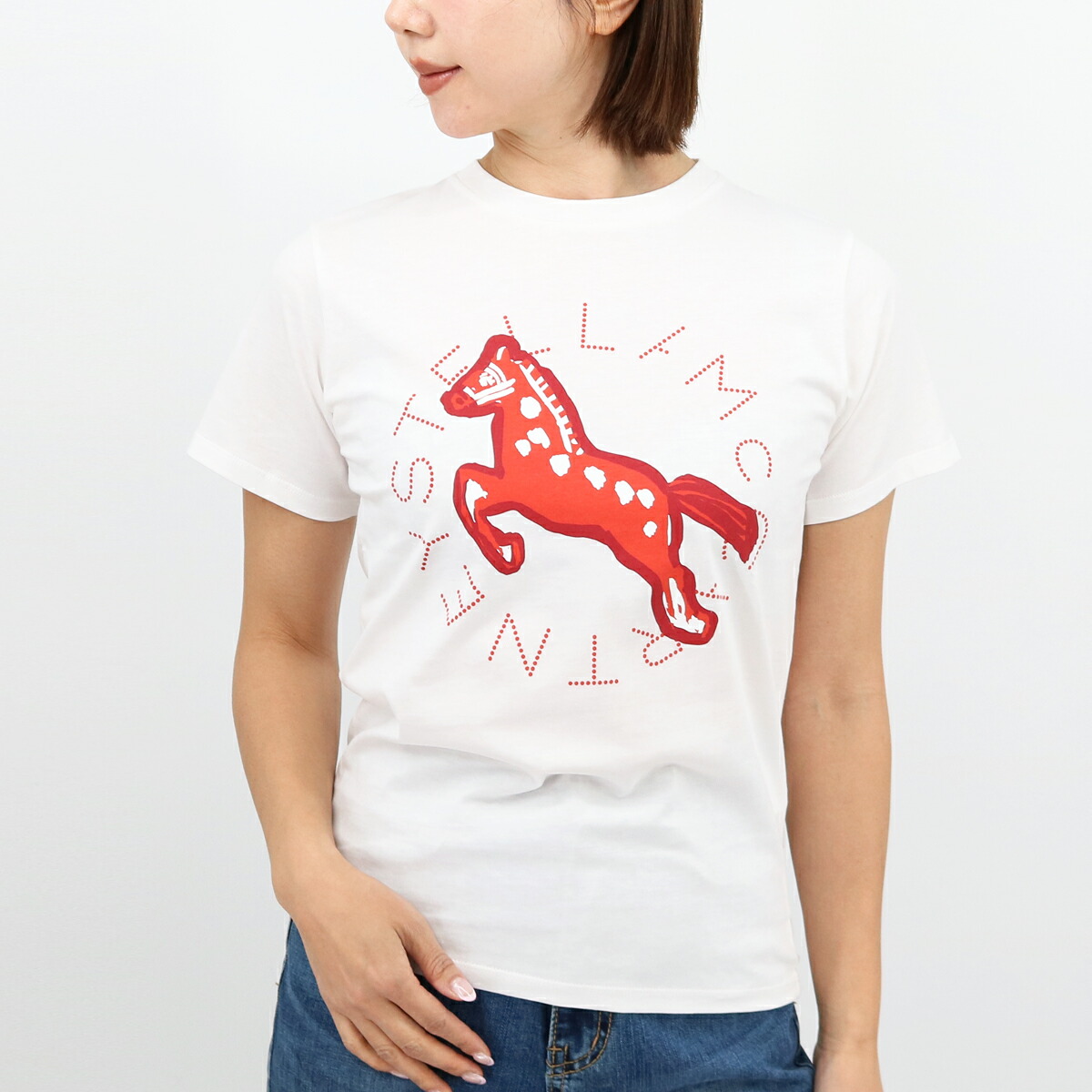 ■STELLA McCARTNEY KIDS ステラマッカートニー キッズ TY8S31 Z0434 大人もOK！ 半袖ロゴTシャツ 子供服 レディース カットソ－ SS TEE 馬プリント クルーネック ブランド