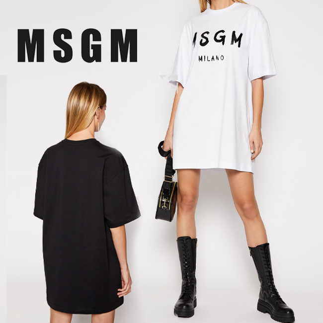 楽天市場 Msgm エムエスジーエム 3041mda68 Tシャツワンピース ロゴプリント ミニワンピ 半袖 オーバーサイズ チュニック コットン ブラック ホワイト レディース Share S Garden シェアズガーデン