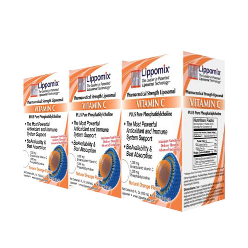 3箱セット Lippomix リポミックス　ビタミンC　1000mg　30包（ナチュラルオレンジ味）リポゾーム　ビタミンC Liposomal VITAMIN C