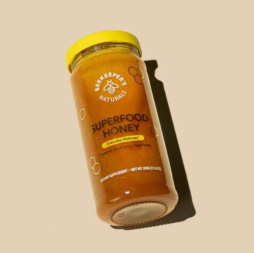 スーパーフード ハニー 330g 生はちみつ・ローヤルジェリー、プロポリス、ビーポーレン Beekeeper's Naturals Superfood Honey 特別ブレンド画像
