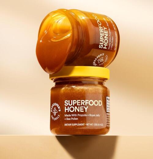 スーパーフード ハニー 125g 生はちみつ・ローヤルジェリー、プロポリス、ビーポーレン Beekeeper's Naturals Superfood Honey 特別ブレンド画像