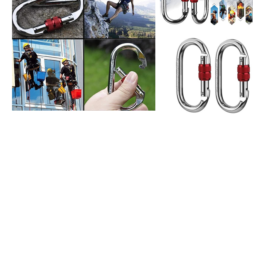 登山用カラビナ2個セット25KNクライミングカラビナハードスチールアルミカラビナレスキュー登山用具操作簡単超軽量2-KARABI25
