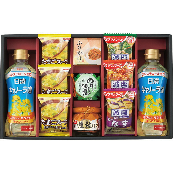食卓バラエティギフト ギフト アマノフーズ キャノーラ ニッスイ スープ 丸美屋 小豆島 佃煮 宝幸 日清 海苔 減塩 送料無料