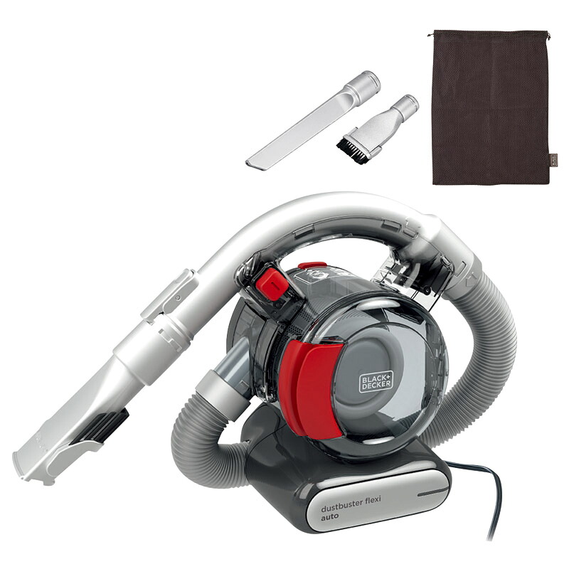 BLACK DECKER フレキシーオート2 伸縮フレックスホース シガーソケット電源 安定した吸引力 メッシュポーチ付き 送料無料