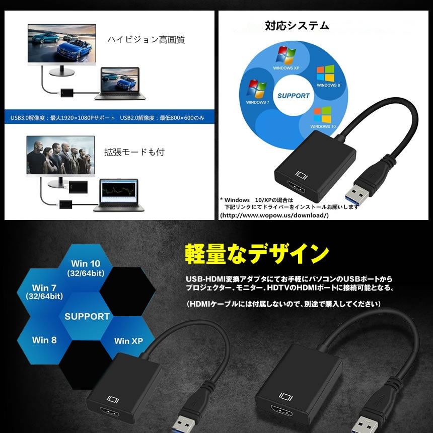 楽天市場 キラーパス 変換 アダプタ Usb3 0 Hdmi Usb2 0 対応 Hdmi 変換 ケーブル 1080p Hd Hdmi 出力 対応 音声出力 ブラック Killerpass Lavett