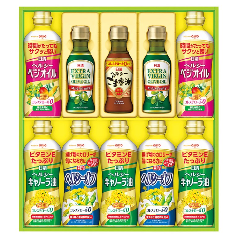 【 送料無料 最新 春ギフト 】 日清オイリオ オイルバラエティ ギフトセット ヘルシーキャノーラ油 ヘルシーベジオイル ヘルシーオフ EXVオリーブオイル ヘルシーごま香油 料理油 健康オイル 詰め合わせ プレゼント 食用油