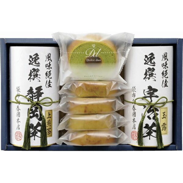 【 送料無料 最新 春ギフト 】 袋布向春園本店[こだわり]日本茶こだわりセット [露] バウムクーヘン 煎茶 セット 芳醇 焼き菓子 濃厚 宇治玉露 静岡上煎茶 抹茶バウム ギフト スイーツ お取り寄せグルメ ギフト こだわり ギフトセット 高級 定番 個包装 洋菓子 お返し