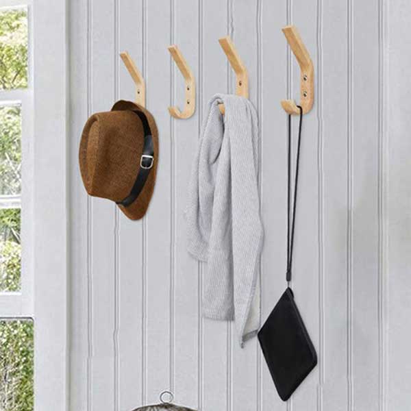 8個セット 壁掛けフック 北欧 壁整理フック 木製 コート掛け ウォールナット