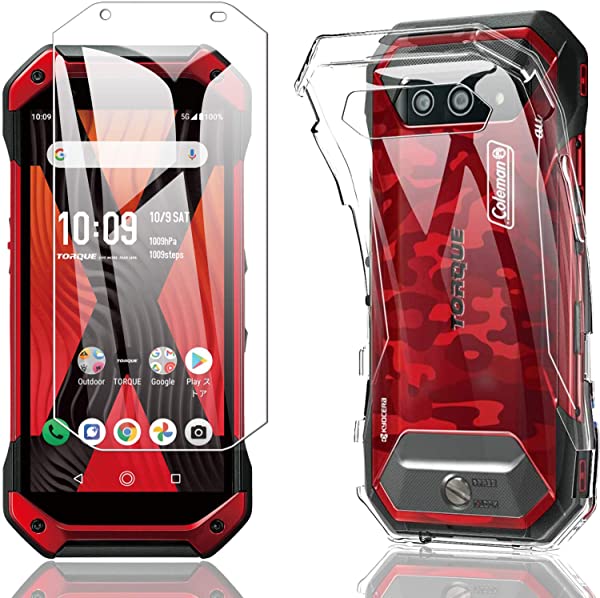TORQUE 5G KYG01 フィルム + ケース 日本旭硝子素材採用 強化ガラスフィルム (1枚) + 保護カバー (1枚) 透明保護ソフト シリコン...
