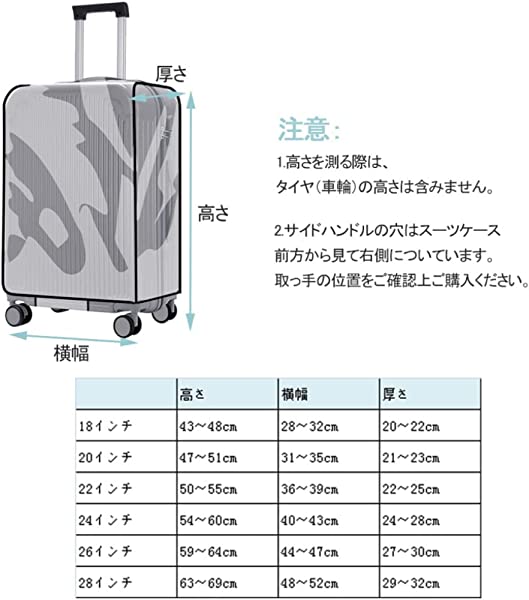 超お買い得！】 スーツケースカバー 透明 防水 雨カバー PVC素材 傷防止 汚れ防止 出張旅行海外荷物箱用 ラゲッジカバー キャリーバッグ保護  20インチ somaticaeducar.com.br