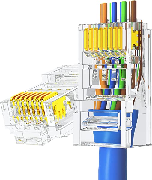 楽天市場】【保護カバー付】 RJ45 コネクタ 貫通 CAT6 UTP (10個入) LAN コネクタ 貫通型 パススルー rj45 モジュラープラグ  8P8C 非シールド 1000Mbps 単線ヨリ線対応 爪折れ防止 金メッキ ピン : LAVETT