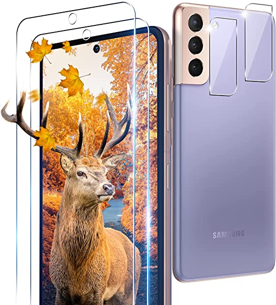Galaxy S21 5G ガラスフィルム 2枚 + カメラ保護フィルム 2枚 セット 9H強度 SCG09 強化ガラス 液晶 保護フィルム ケース 高透過率 3D Touch 厚さ0.26超薄型 飛散防止 高感度 耐衝撃 2+2枚セット