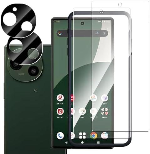 [2+2セット] Aquos R9 ガラスフィルム 2枚 + カメラフィルム 2枚 SH-51E レンズ保護フィルム 全面保護フィルム 硬度9H 高透過率 飛散防止 強化ガラス 耐衝撃 液晶保護フィルム 指紋防止 気泡ゼロ 自動吸着 貼り付け簡単