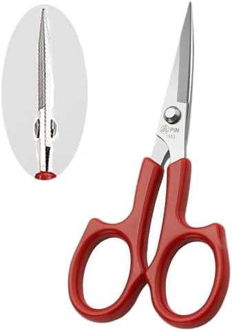 ハサミ 130mm ステンレス 糸切はさみ 高級 ABS樹脂 糸切はさみ 裁縫 布切り 系切りはさみ DIY布切り 刺繍 細工用 (ダークレッド)