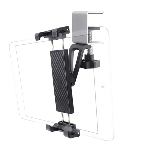 クランプ マウント iPad用 キッチン 金属製 スタンド 耐久性 安定性 360度回転タブレットホルダー iPad Pro 12.9 11 10.5 iPad Air 5 4 3 2 1 iPad mini 5 4 3 2 1 Samsung Galaxy Tabs など ７-１２.９インチデバイスに向け