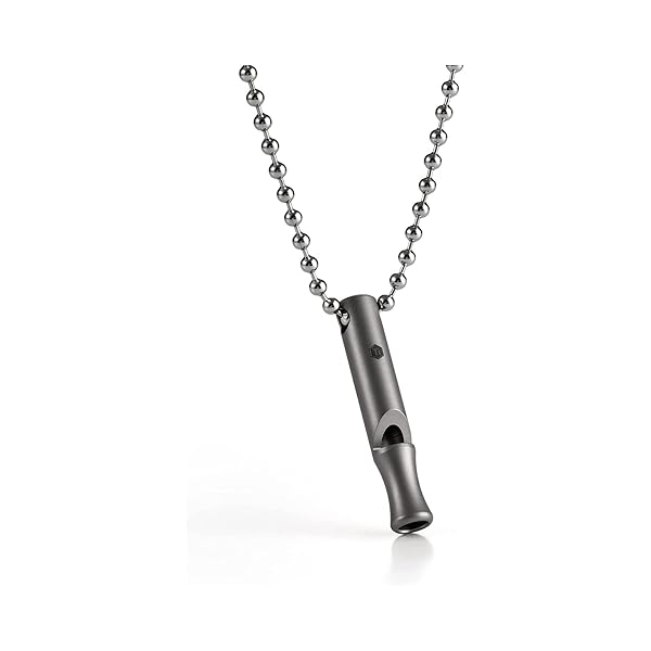 ホイッスル 笛 チタン製 頑丈 アウトドア 防災 緊急 登山 EDC ラウド シグナル 120dB 屋外 キャンプ ハイキング ネックレス M サイズ シルバー 送料無料