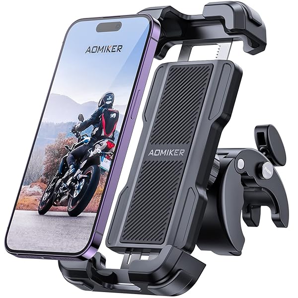 バイク スマホ ホルダー スタンド バイク 携帯 ホルダー オートバイ スマホ 固定 バイクホルダー 原付 自転車 360度回転 振動吸収 片手操作 iPhone16 16Plus 16pro 16pro max 16e iphone 15 / アンドロイド 4.7-6.8インチ 黒