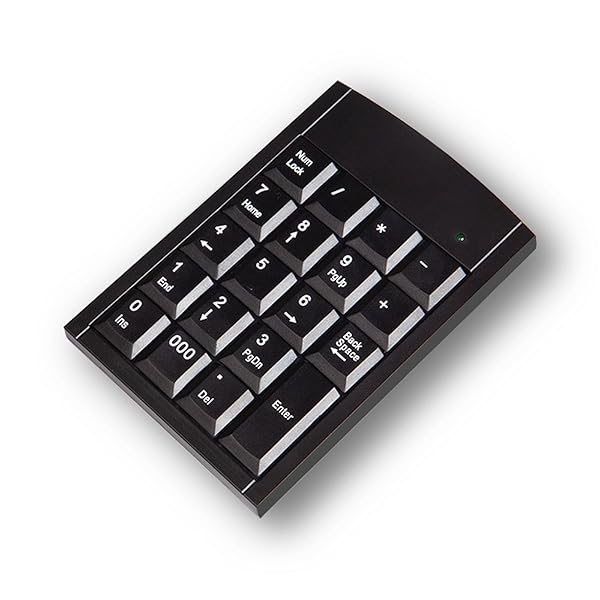 テンキー 有線キーボード 薄型 持ち運び便利 防水 油汚れ防止 高耐久 ブラック 送料無料