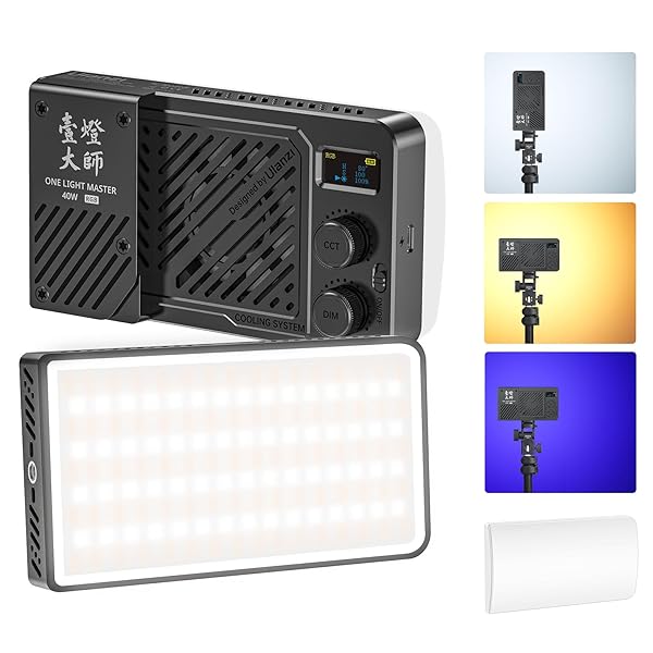 40W ポータブルLEDビデオライト RGB撮影用ライト 2700K-6500K 無段階調光 超高輝度 デュアル色温度常定光ライト 撮影補助光 CRI 96+ 14000Lux @0.3m 20種類の照明効果 Type-C充電ポート 超軽量 持ち運び便利 生放送 自撮り 商品撮影 動画撮影