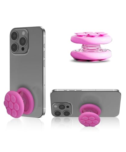 スマホホルダー シリコン 吸盤 スマホスタンド エアバッグ 携帯電話ホルダー マウントホルダー 強力グリップ 自撮り 動画用 ガラス 鏡 キッチン バスルームに貼り付け可能 iPhone および Android シリコンスタンド 小型 持ち運び 便利 ピンク