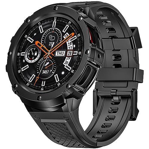 Galaxy Watch 4 5 6 44粍 ダンス楽隊 保護すること容れもの ステンレス鋼 容れもの 取りまかなう付き添い人 ケイ素樹脂 同盟罷工一回り 取り替えっこ 成人男性用 (黒いこと)