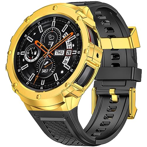 Galaxy Watch 4 5 6 44粍 ダンス楽隊 保護すること容れもの ステンレス鋼 容れもの 取りまかなう付き添い人 ケイ素樹脂 同盟罷工一回り 取り替えっこ 成人男性用 (ゴールデン)
