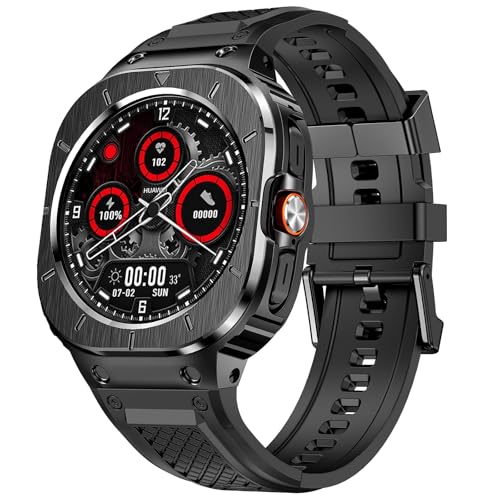 Galaxy Watch 7 Ultra 47粍 ダンス楽隊 保護すること容れもの ステンレス鋼 容れもの 取りまかなう付き添い人 ケイ素樹脂 同盟罷工一回り 取り替えっこ 成人男性用 (黒いこと)
