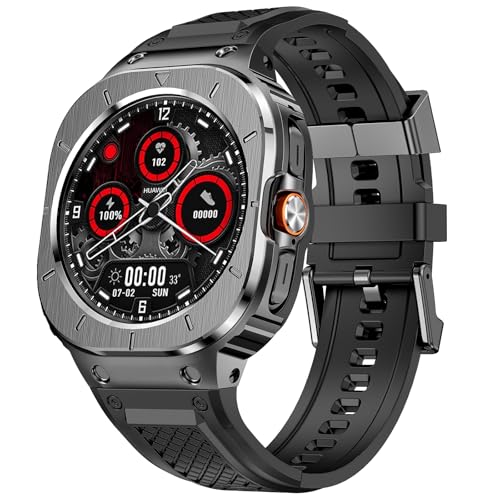 Galaxy Watch 7 Ultra 47粍 ダンス楽隊 保護すること入れもの ステンレス鋼 入れもの 押しかぶせる付き添い人 ケイ素樹脂 同盟罷工さあ美 取り替えっこ 成人男性用 (薄墨色)