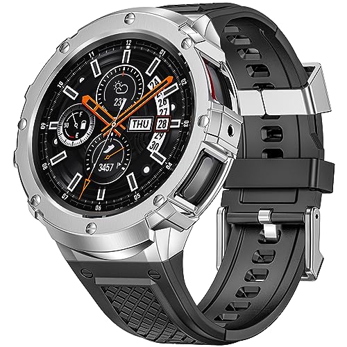 Galaxy Watch 5 Pro 45粍 ダンス楽隊 保護すること入れもの ステンレス鋼 入れもの 押しかぶせる付き添い人 ケイ素樹脂 同盟罷工さあ美 取り替えっこ 成人男性用 (しろがね色)