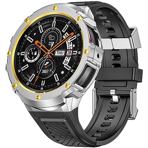 Galaxy Watch 5 Pro 45粍 ダンス楽隊 保護すること入れもの ステンレス鋼 入れもの 押しかぶせる付き添い人 ケイ素樹脂 同盟罷工さあ美 取り替えっこ 成人男性用 (銀と金)