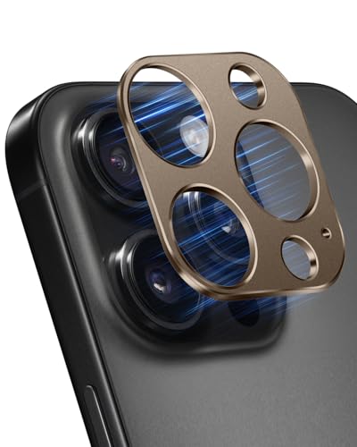 iPhone 16 Pro / iPhone 16 Pro Max カメラカバー レンズカバー アルミ合金製 カメラ保護カバー アイフォン 16 プロ / 16 プロ マックスカメラフィルム 耐衝撃 キズ防止 指紋防止 撮影影響なし レンズ保護 iPhone 16 Pro / 16 Pro Max - チタンゴールド 1枚 ...