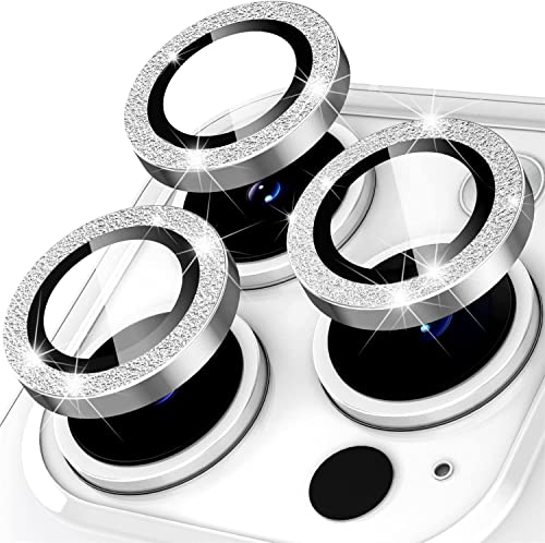 iPhone12 Pro / iPhone12 / iPhone12 mini / iPhone12 カメラフィルム レンズ保護カバー 薄型 強化ガラス 耐衝撃 独立型 黒縁取り 露出オーバー防止 アルミ合金 アイフォン 12 マックス用 カメラカバー ライト せん輝 - シルバー [6枚セット]