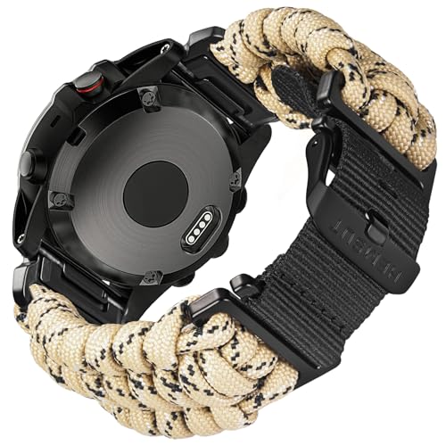 ガーミン ベルト 26mm for Fenix / Instinct / Approach / MARQ / Quatix / D2 / Forerunner / Enduroシリーズ バンド 交換 替えベルト ガーミンベルト パラコードガーミンバンド アップグレードされたコネクタ クイックフィット