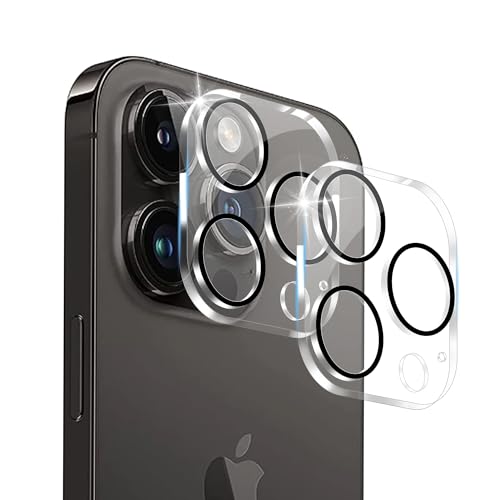 iPhone 14 Pro Max カメラフィルム iPhone 14 Pro カメラ保護 アイフォン14プロ / 14プロマックス カメラカバー レンズカバー iPhone 14 Pro Max カメラ保護[高透過率 硬度9H 耐衝撃 全面保護 貼り付け簡単 粘着性強い キズ防止 防塵 黒縁取り] [2枚入り] ...