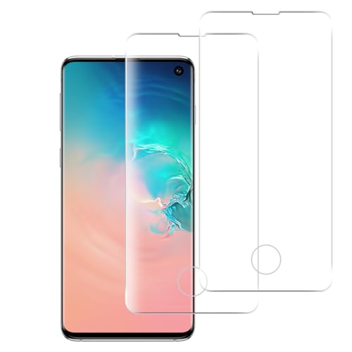 Galaxy S10 SCV41 / SC-03L ガラスフィルム 指紋認証[2枚セット] galaxy s10 フィルム ギャラクシーS10 強化ガラス [ ラウンドエッジ加工 薄型 表面硬9H 耐衝撃 飛散防止 撥油性 疎水性 指紋防止 高感度 自動吸着 気泡ゼロ ]