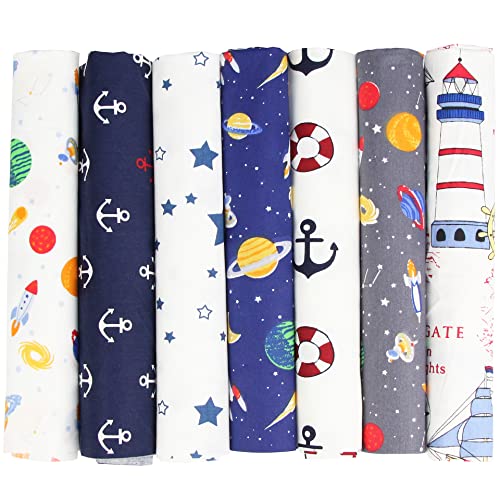 パッチワーク布 生地 綿 カットクロス 可愛い はぎれ 布セット 子供向け 惑星プリント 縫う手作り DIY 裁縫 ハンドメイド 手芸素材 給食袋 ポーチ 50*50cm 7枚セット