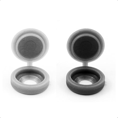 ビス 化粧ビス ネジ飾り カバー フリップ 保護カバー 釘カバー 飾りカバー 内径10mm / 5.3mm ネジカバー ネジ隠し プレート キャップ 固定 留金具 80個セット 連結スクリュー釘カバー プラスチックワケット 木製 家具 グレイとダークグレイ 大量 (グレイ と ...