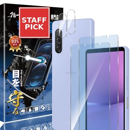Xperia 10 V ガラスフィルム 強化ガラス キズ防止 スクリーンプロテクター (ガラスフィルム+カメラフィルム) 4本セット ブルーライトカット93% [2+2枚入り]