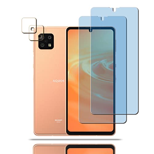 AQUOS Sense6 / Sense6s ガラスフィルム 2枚+ (2枚入り) カメラフィルム SHG05 / SH54B / SH-RM19 / SH-M19 / SHG07 液晶保護 フィルム 保護ガラス レンズ保護フィルム 硬度9H / 貼り付け簡単 / 超薄飛散防止 / 気泡防止 / 指紋防止 / 高感度タッチ ブルーラ ...