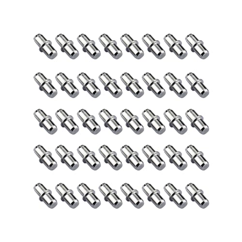 ダボ 棚ダボ 40個セット 約5mm×16mm 棚サポートピン シェルフサポートピン 棚受け用 金属ダボ 棚受ダボ 差し込みタイプ 棚板を支えるパーツ (銀色)