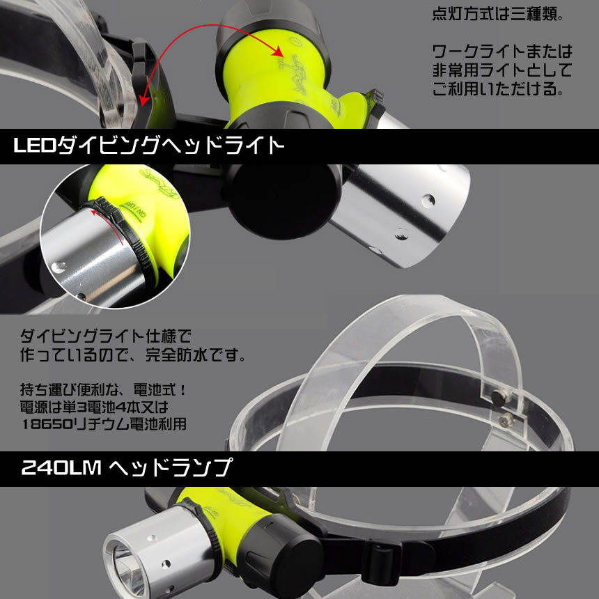 潜水ライト Led ダイビング ヘッドライト 高輝度 完全防水 50m 水深対応 240lm ヘッドランプ 電池式 Senlight Crunchusers Com