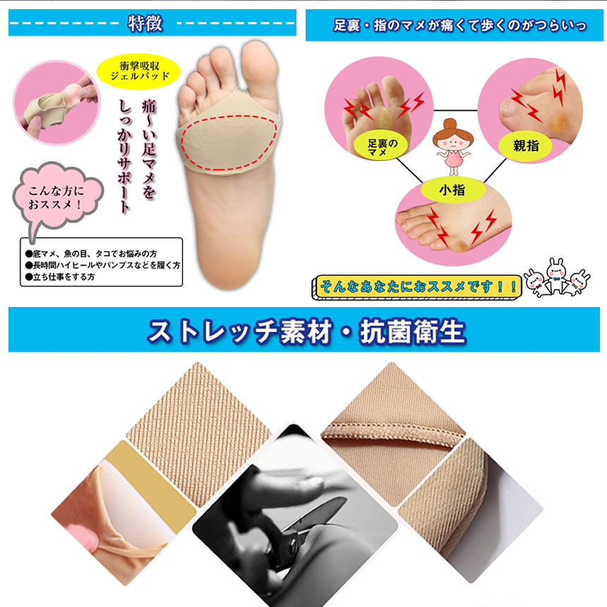 楽天市場 足裏保護パッド Mサイズ 2個セット 痛み 緩和 中足骨パッド サポーター まめ 足マメ 魚の目 タコ軽減 シリコンパッド 衝撃吸収 足裏クッション Punipuni M Lavett