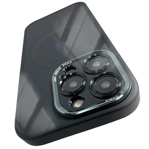 iPhone16 Pro Max ケース 一体型カメラレンズ保護機能付き MagSafe 対応 ミルグレード耐衝撃落下防止 透明バックプレーン保護ケース iPhone 16 Pro Max 用 ブラック 送料無料