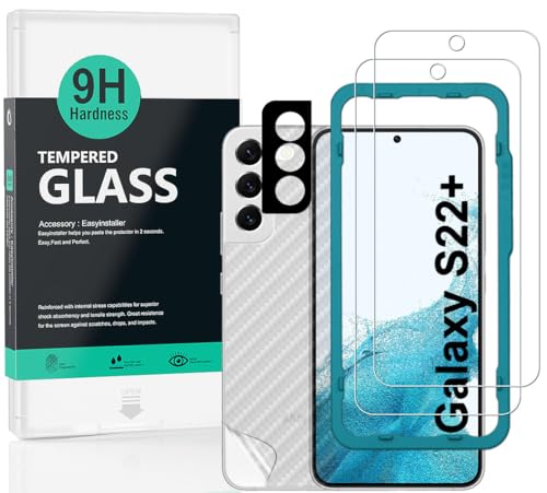 Galaxy S22 Plus 5G 保護フィルム ガラスフィルム 強化ガラス フィルム 2枚セット カメラレンズプロテ クター付き(金属材料) 背面保護フィルム付き 簡単装着キット付き 送料無料