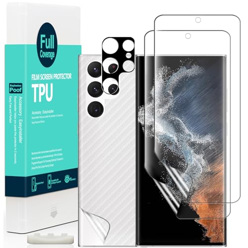 Galaxy S22 Ultra 5G 6.8 保護フィルム 2枚入り カメラレンズプロテクター付き 背面保護フィルム付き 指紋認証対応 送料無料