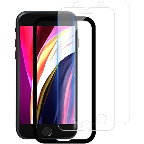 【2枚セット】 iPhone SE3 ガラスフィルム 【ガイド枠付き】 iPhone SE2 用 / iPhone 8 7 6 6s フィルム 4.7インチ 強化ガラス日本旭硝子素材製 液晶 保護フィルム 高透過率 硬度9H 耐衝撃 自動吸着 気泡防止 指紋防止 撥水撥油 飛散防止