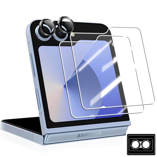 Galaxy Z Flip6 ガラスフィルム *2枚 + カメラフィルム*1セット ギャラクシーZ Flip6 SC-54E 保護フィルム 旭硝子素材製 指紋認証対応 耐衝撃 液晶保護フィルム 指紋防止 気泡ゼロ 自動吸着 貼り付け簡単(Galaxy Flip6) 送料無料