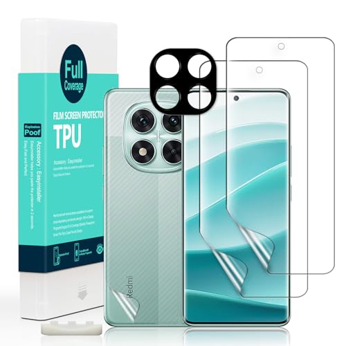 Xiaomi Redmi Note 14 Pro 5G 6.67 保護フィルム ガラスフィルム 硬度 9H 強化ガラス カメラレンズプロテクター 1 枚付き 背面カーボンファイバーフィルム 1 枚 傷防止 送料無料